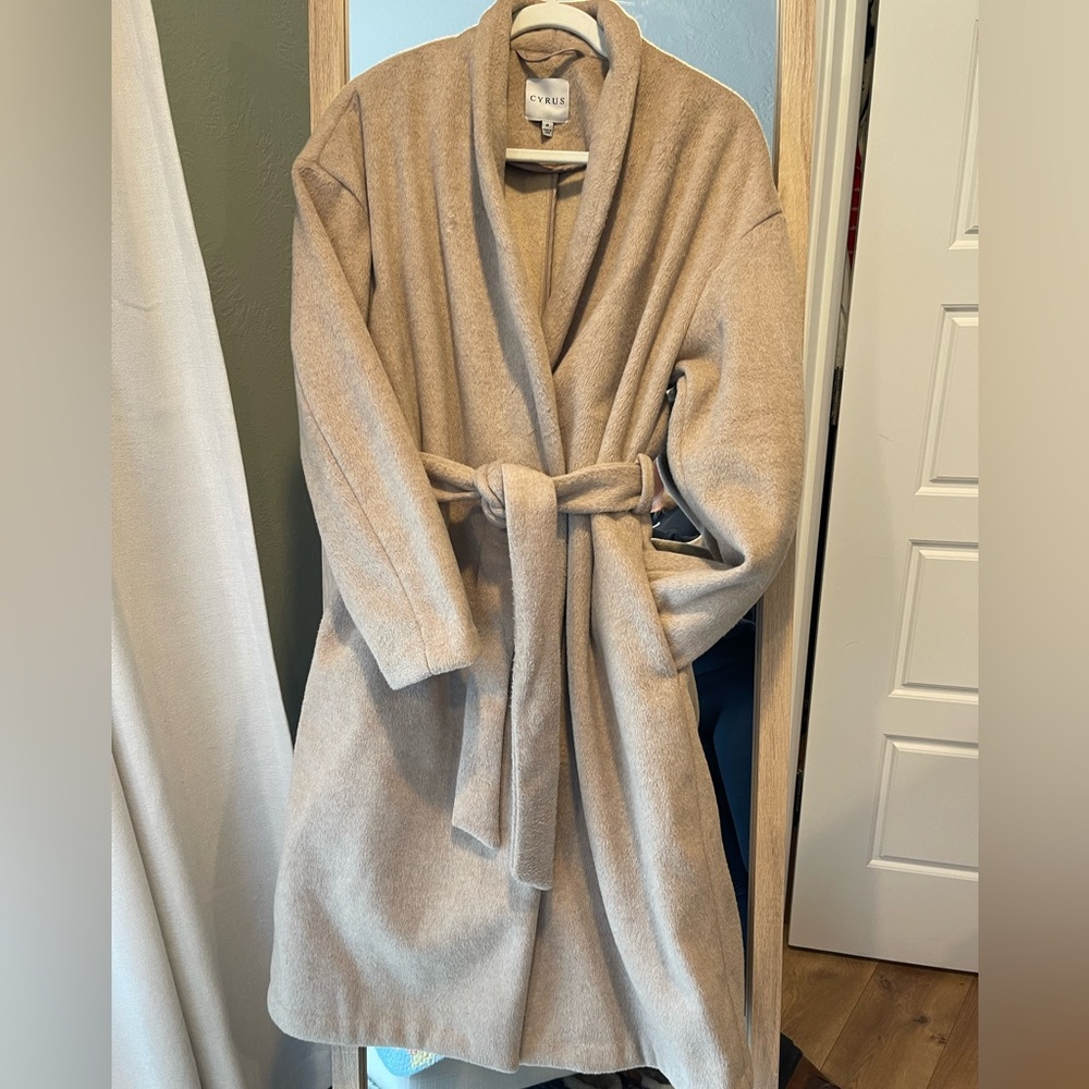 Women’s fleece camel trench coat